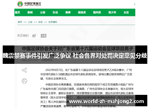 魏震禁赛事件引发广泛争议 社会各界对处罚决定意见分歧 魏震禁赛事件引发广泛争议 社会各界对处罚决定意见分歧